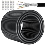 Cable Ethernet 100M Blindé,Cat 7 Câble Rj45 Haut Débit 10Gbps Exterieur Intérieur,Câble Réseau 100 Mètres Anti-Interférence Sftp Fil Ethernet Gigabit Noir Câble Lan Etanche Câble D'Installation