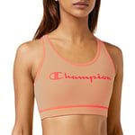 Champion Women's Athletic C-Sport Quick Dry Logo Bras, Rosa Fenicottero, M