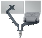 Leitz Ergo Space Saving Monitor and Laptop Arm, Dark Grey Arm for Monitor Up to 32" and Laptop Up to 17", Velvet Grey, 65380089