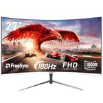 Gawfolk Écran PC 27 Pouces incurvé 180Hz Gaming Computer Moniteur, FHD 1080p, 1800R, 178 ° Grand Angle, synchronisation Libre, HDR, Ultra - Mince Lunette, HDMI/DisplayPort - Blanc