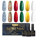 UV-nagellack, 6 färger jul gel nagellack set,