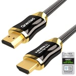 Qnected Câble HDMI 2.1 5m (5 mètres) | Certifié | Ultra Haute Vitesse | 4K 120Hz & 144Hz, 8K 60Hz Ultra HD | 48 Gbps | eARC | Compatible PS5, Xbox Series X & S, Moniteur | Noir Charbon