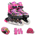 GYY des Patins en Ligne réglables, des Chaussures à roulettes avec des Roues Lumineuses, avec des Cadres en Aluminium, pour Les garçons Filles Enfants Enfants Enfants. (Color : Pink, Size : 40EU)