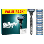 Gillette Mach3 Men's Razor + 12 Razor Blade Refills, 3 Blades for a Smooth Shave, Fits All Mach3 Handles