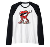 Dabbing Heart Funny Valentine Mens Kids Retro Valentines Day Raglan Baseball Tee