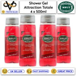 Brut Men's Shower Gel Attraction Totale 500ml All In One Hair & Body Set Of 4