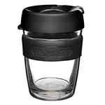 KeepCup Longplay - Reusable Coffee Cup, Double Wall Glass with Removable Sleeve and splashproof Sipper lid - 12oz/340ml - Black