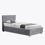 Derby Chenille Silver Ottoman Single Bed