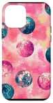 Coque pour iPhone 12 mini Aquarelle rose tropical rétro Lucky Disco 8 Ball Pattern