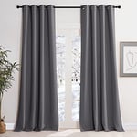 KGORGE Rideau Occultant Thermique Anti Froid - Rideau Isolant UV, Lot de 2 Rideaux Opaque Draperies Intérieurs Decoration pour Maison Chambre Fenetre avec Œillets, 140x245 cm, Gris Rideau