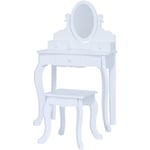 Coiffeuse en Bois Little Princess Rapunzel avec Miroir, Tiroirs et Tabouret, Blanche - White - Teamson Kids