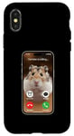 Coque pour iPhone X/XS Meme Hamster regardant la caméra frontale Hamster appelle