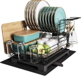 Majalis Dish Drainer Rack, 2 Tier Dish Drainer with Drip Tray and Drainer Mat, S