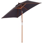 Wooden Patio Umbrella Market Parasol Outdoor Sunshade 6 Ribs