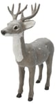 Koop 25cm Resin Grey Fuzzy Reindeer Figurine Christmas Stag Ornament Décor