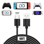 10FT/3m Fast Charging Cable for Xbox Series X S/PS5 DualSense/Switch Pro Controller,Replacement USB C Cable Charger Wire Power Cord for Nintendo Switch/Steam Deck/Samsung Galaxy S9 S8 Note 8,etc