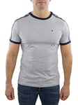 Tommy Hilfiger - Men's T-Shirt - Logo Tape T Shirt For Men - Crew Neck T Shirt Men - Tommy Logo - 100% Cotton Jersey - Grey Heather - Size M