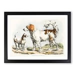 Two Hunting Dogs By Henry Alken Vintage Framed Wall Art Print, Ready to Hang Picture for Living Room Bedroom Home Office Décor, Black A2 (64 x 46 cm)