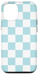 Coque pour iPhone 14 Bleu poudré esthétique à carreaux, pastel danois, damier