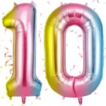 OFFCUP Ballon Chiffre 10 arc-en-ciel | Ballon Anniversaire10 An 101cm | Numéro de Ballon | Décoratif Ballon | D'hélium Decoration Anniversaire Fête Vacances Ans Anniversaire