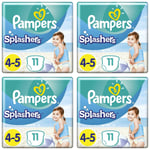 44 x Pampers Splashers Swim Nappies Size 4-5, Disposable Swimming Pants Stretchy