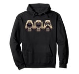 Cute See No Evil Hear No Evil Speak No Evil Three Pug Pullover Hoodie