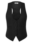 Femme Gilet Costume Vintage Retro Jacquard sans Manche Veste Haut Femme Ete Noir S CL2453-1