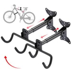 UU-Major Lot de 2 supports muraux pour vélo, crochets de vélo robustes pour mur de garage, porte-vélos horizontaux pour VTT, vélos de route et hybrides, métal plus épais avec revêtement en caoutchouc