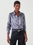 HUSH Rita Satin Shirt, Dark Grey