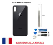 Vitre Arrière Compatible Iphone X 5.8 Noir Qualité Origine En Verre, Coque Cache Batterie Double Face Adhésif Kit Outil, Lame De Démontage