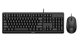 Philips SPT6307BL sans Fil Ensemble Clavier et Souris - Design Ergonomique et capteur de 1 600 DPI, clics Silencieux, pour Les gauchers et droitiers, Compatible avec PC, Mac, Noir, Mise en Page