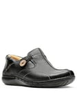 Clarks Un Loop Flat Leather Shoe - Black, Black Leather, Size 5, Women