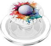 Balle de golf sur les éclaboussures de peinture aquarelle PopSockets PopGrip pour MagSafe