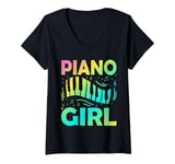 Womens Music Lover Keyboard Pianist Funny Piano Girl Musician Gifts V-Neck T-Shirt