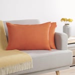 Blumtal Lot de 2 Housses de Coussins 40x60 Orange - Housses de Coussins en Chenille douillettes avec Fermeture éclair cachée, certifiée Oekotex, pour Coussins de décoration et de canapé