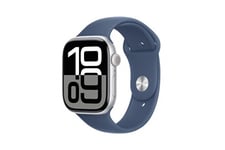 Apple Watch Series 10 GPS + Cellular 46mm Boîtier en Aluminium Argent avec Bracelet Sport Denim - S/M