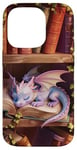 Coque pour iPhone 14 Pro Amateur de livres Cute Dragon Books Cottagecore Flower Bookworm