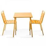 Ensemble table de jardin carrée et 2 chaises acier jaune Palavas  Oviala