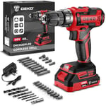 Power Drill Cordless: DEKOPRO Red Cordless Drill 20V Electric Power Drill Set Tool for Women Drills Cordless with Battery and Charger Drill Driver 20 Volt Drill Driver Kit