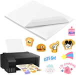 50 Pièces Feuille Papier Transparent Autocollant Kit, Papier Stickers Vinyle Imprimable, pour Imprimante Jet d'Encre, Imprimantes Laser Papier Collant Transparent