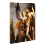 Oedipus And The Sphynx By Gustave Moreau Classic Painting Canvas Wall Art Print Ready to Hang, Framed Picture for Living Room Bedroom Home Office Décor, 20x14 Inch (50x35 cm)