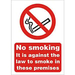 Prohibition Sign Against The Law to Smoke on These Premises Self Adhesive Plastic 21 x 29.7 cm