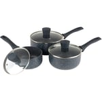 Russell Hobbs Saucepan Set 3 Piece 16/18/20cm Nightfall Stone NonStick PFOA Free