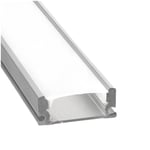 JANDEI - Perfil Aluminio Tira LED 2m Superficie Tapa Traslúcida 12,3x6,08mm