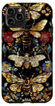 Coque pour iPhone 11 Pro Beau motif abeilles et fleurs noires