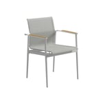 Gloster - 180 Stacking Chair With Teak Arms, Frame White, Seagull Sling - Matstolar utomhus - Henrik Pedersen - Vit - Metall/Syntetiskt