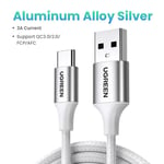 UGREEN-Câble USB Type-C 3A pour Recharge Rapide et Transfert de Données,Accessoire pour iPhone 15,Samsung S23,Xiaomi 11 Pro - Type Metal Silver-1.5m