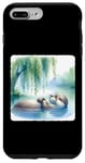 Coque pour iPhone 7 Plus/8 Plus Loutre dormant sur le dos près du lac calme, saules. Lac endormi