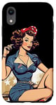 Coque pour iPhone XR Retro Patriotic Pin-up Vintage USA Flag American Beauty Girl