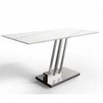 Table basse relevable BRAVO MARBLE WHITE plateau céramique finition marbre blanc brillant.